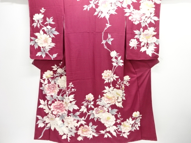 JAPANESE KIMONO / HOMONGI / EMBROIDERY / PEONY